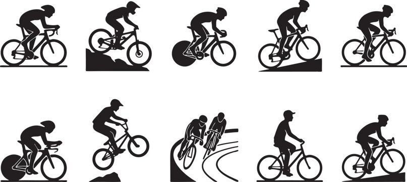 Cycling Silhouette Icon Sheet.
