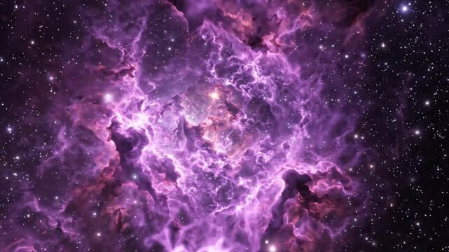 Composition of ethereal deep space nebula, vast cosmic clouds of translucent violet, magenta, and lavender