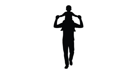 father and son silhouette walking together on white background © MSTMAJEDA