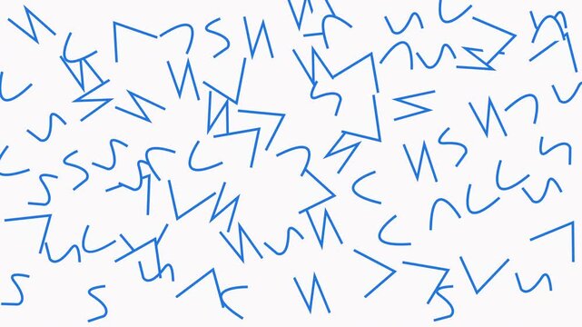 Scribbles in blue lines create a chaotic pattern scattered across a clean white background.