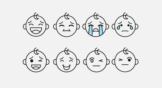 Baby face emoji set
