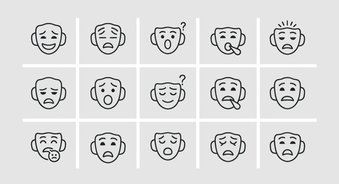 Emotions illustrated in minimalistic line art
