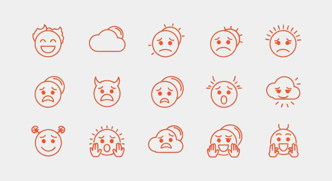 Emotion icons diverse expressions set