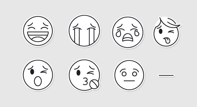 Emoji icons set emotions and expressions
