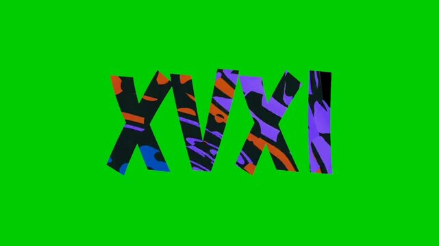 Abstract Roman Numeral XVI Design with Psychedelic Color Splash on Solid Green Background - Vibrant, Geometric, Vintage, Retro, Bold, Psychedelic Art