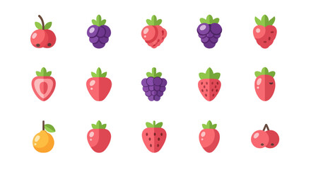 Fototapeta premium Colorful vector berries set on white background
