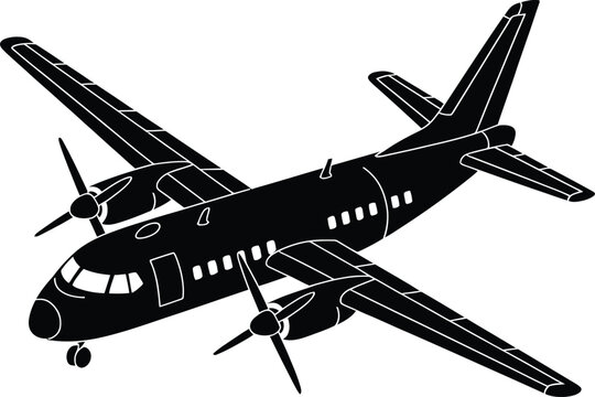 A vector eps illustration of a small airplane flying in the air with propellers.