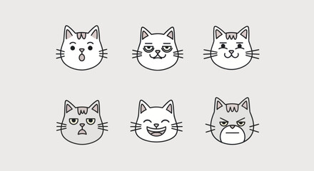 Naklejka premium Cat face expressions illustration