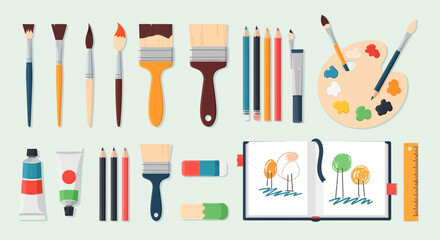Colorful painting supplies and tools. © noky