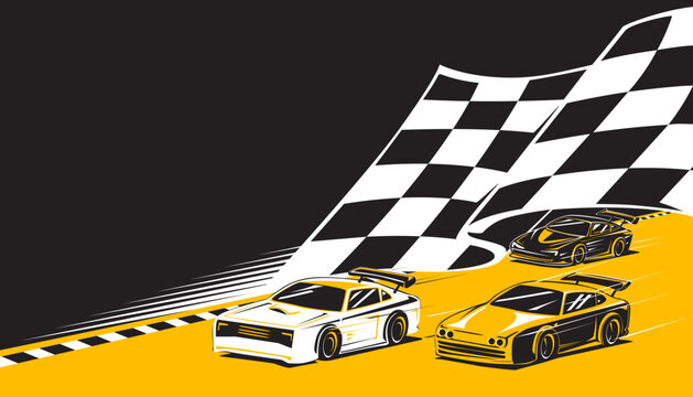 Motorsport cars racing background design. Sports race concept