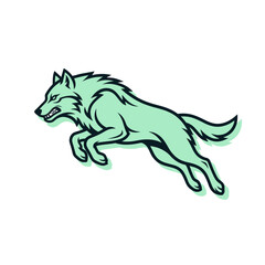 Fototapeta premium Modern Wolf Mascot Vector Icon, Dual-Tone Offset Line Art Logo for Creative Startup