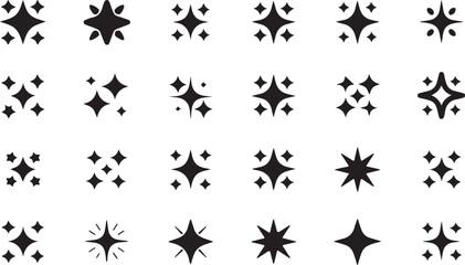 Fototapeta premium Black geometric starburst shapes collection