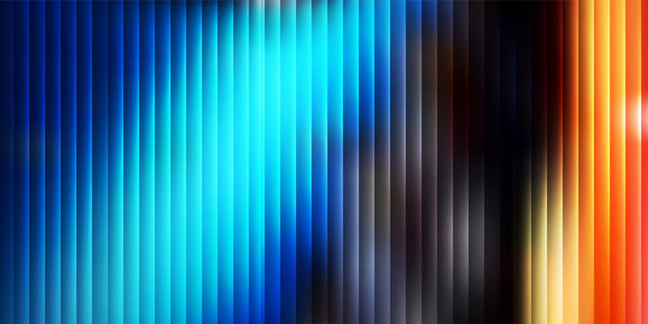 Abstract futuristic background with blue and orange gradient vertical lines and neon glowing effects benner poster