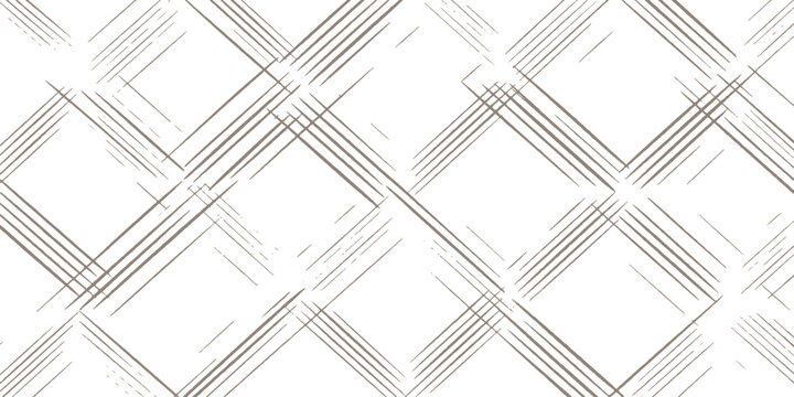Abstract brown diagonal grid pattern background with hand drawn linear diamond shapes sketch vector illustration.