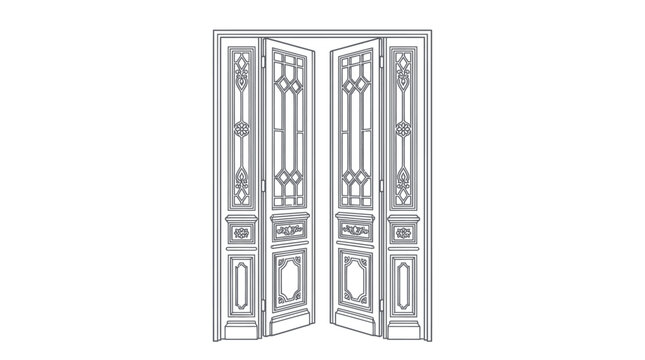 Ornate Double Door Vector Illustration