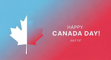 Happy canada day greeting with maple leaf on july 1st