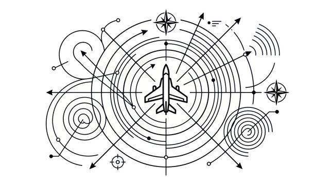 Airplane Radar Navigation Vector Illustration