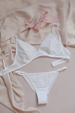 Flat lay with women romantic underwear, top view. Set of glamorous stylish sexy lace lingerie. Beauty, Shopping and fashion concept. Female bra, Lingerie advertising, flat lay top view copy space