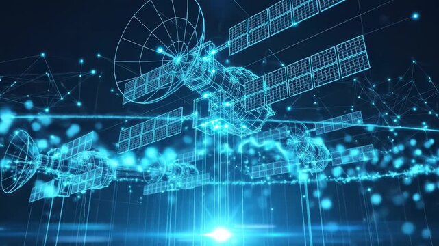Satellite network over abstract background