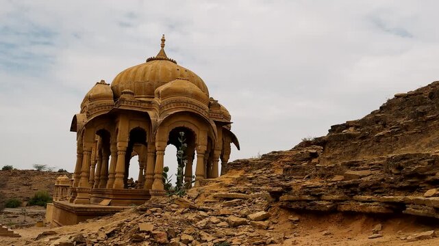 Bada Bagh, Jaisalmer, India: An architectural complex of numerous carved domed cenotaphs.