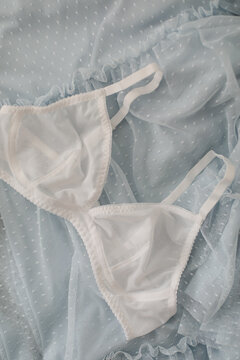 Flat lay with women romantic underwear, top view. Set of glamorous stylish sexy lace lingerie. Beauty, Shopping and fashion concept. Female bra, Lingerie advertising, flat lay top view copy space