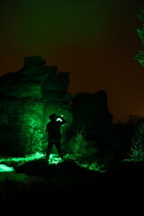 Light painting in Błedne skały rockies, winter time © Ruchacz