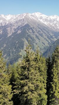 A majestic aerial view of Talgar Peak in the Trans-Ili Alatau Mountains of Kazakhstan