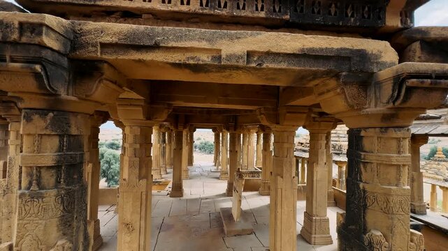 Bada Bagh, Jaisalmer, India: An architectural complex of numerous carved domed cenotaphs.