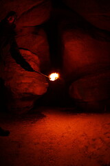 Light painting in Błedne skały rockies, winter time © Ruchacz