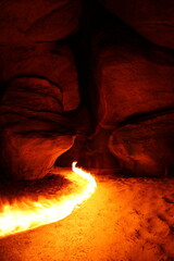 Light painting in Błedne skały rockies, winter time © Ruchacz