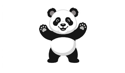 Playful giant panda cartoon flat vector illustration isolated cute wildlife concept © Mousumi