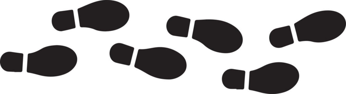 Set of footprints walking on plain surface