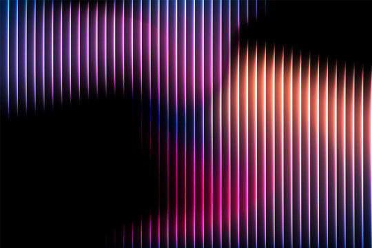 Abstract Vertical Neon Light Bars Background with Purple Pink Orange Glow Futuristic Digital Wave Lines Modern Technology Wallpaper Design Creative UI Backdrop Gradient Illumination Art Texture
