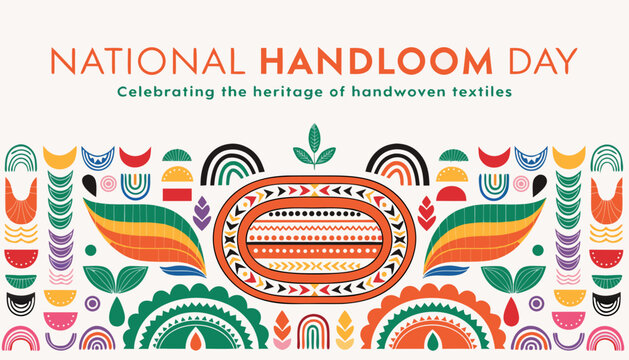 National handloom day celebrating heritage of handwoven textiles with national handloom celebration heritage handwoven traditional abstract colorful contemporary decoration geometric