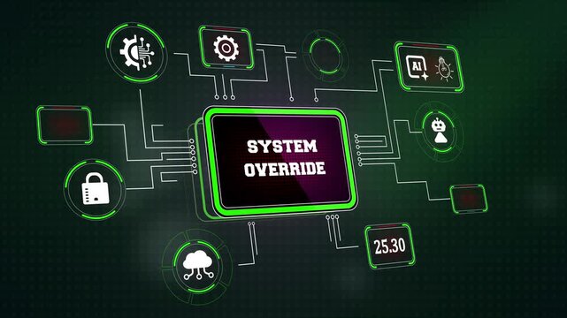 Critical network security alert displaying manual system override protocols perfect for hacking simulation trailers and data breach mitigation training videos