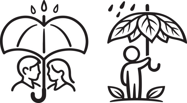 Compassion and teamwork themed editable stroke graphics for nonprofit awareness visuals