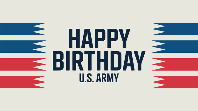 happy birthday u.s. army patriotic typography banner with red blue stripe elements military celebration illustration isolated on white background