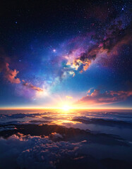 Obraz premium Dramatic sky sunrise above clouds
