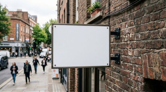 Blank Outdoor Sign Mockup on Urban Brick Wall
