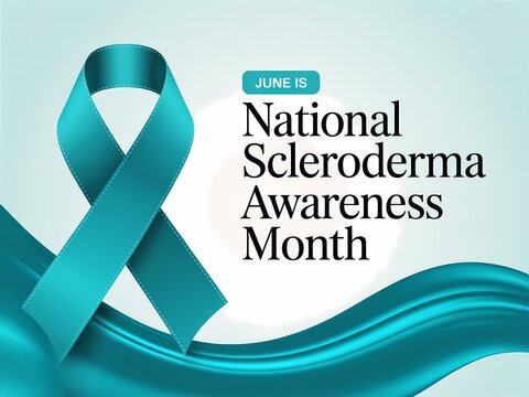 National scleroderma awareness month banner with teal ribbon