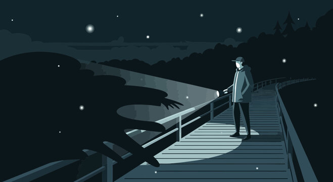 Mystery Encounter On A Moonlit Boardwalk