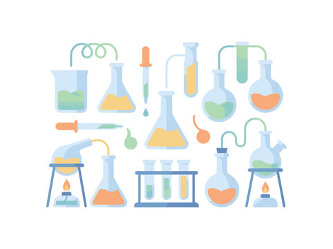 Colorful lab equipment and glassware illustration