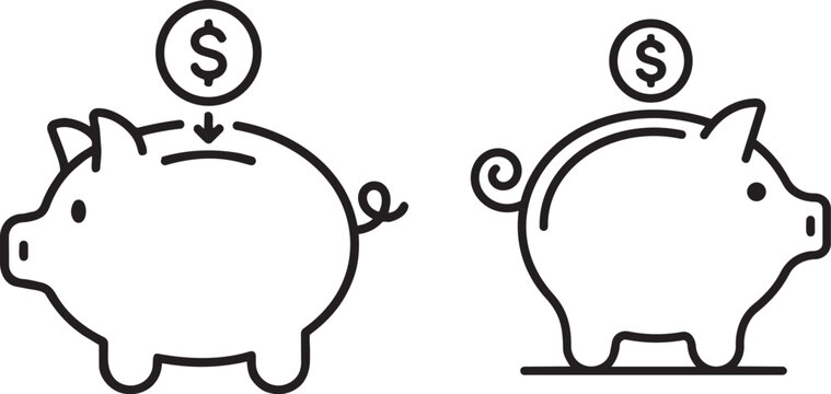 Piggy bank saving and spending money illustration