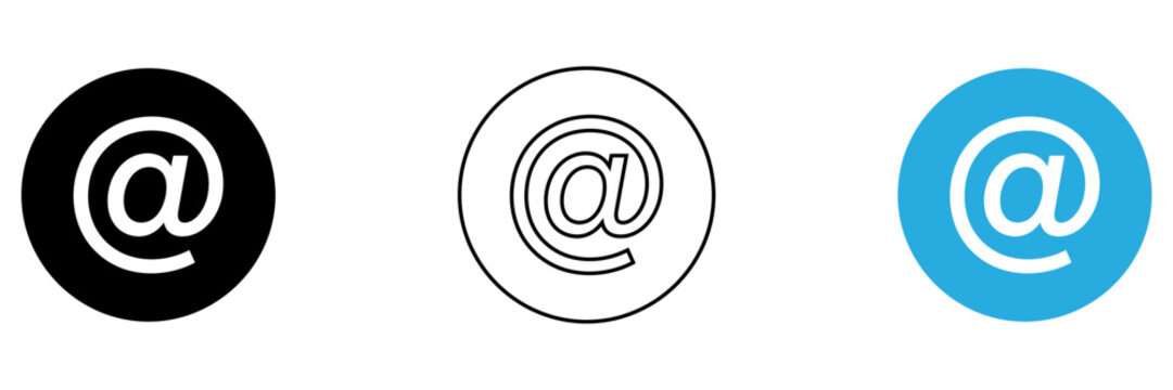 Modern email at symbol icon variations isolated on transparent background, Vector