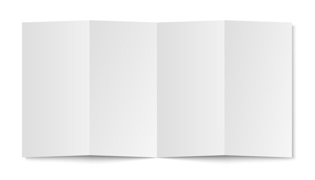 Bent paper with shadow mockup isolated, blank white pages, horizontal open notebook template