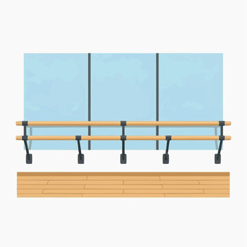 Ballet studio with barre and large windows