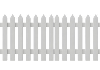 Obraz premium White picket fence section repeating pattern clean architectural element isolated on transparent background for design projects
