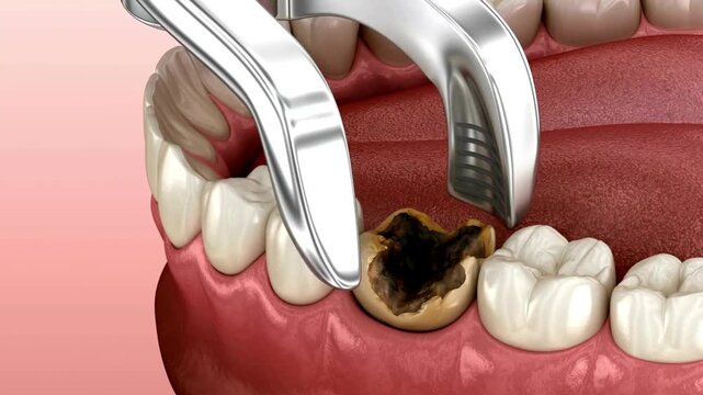 3D Animation of Decayed Tooth Extraction Procedure with Dental Forceps