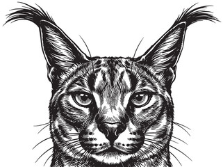 Detailed, black and white, feline head, cat face, illustration, vector graphics © হরি চাঁদের চাঁদ