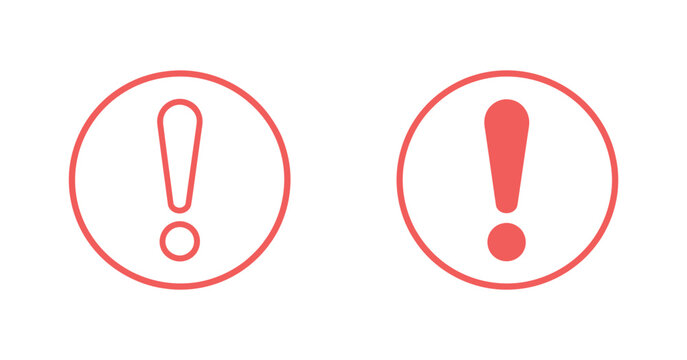 warning sign icons with exclamation points outlined and filled styles